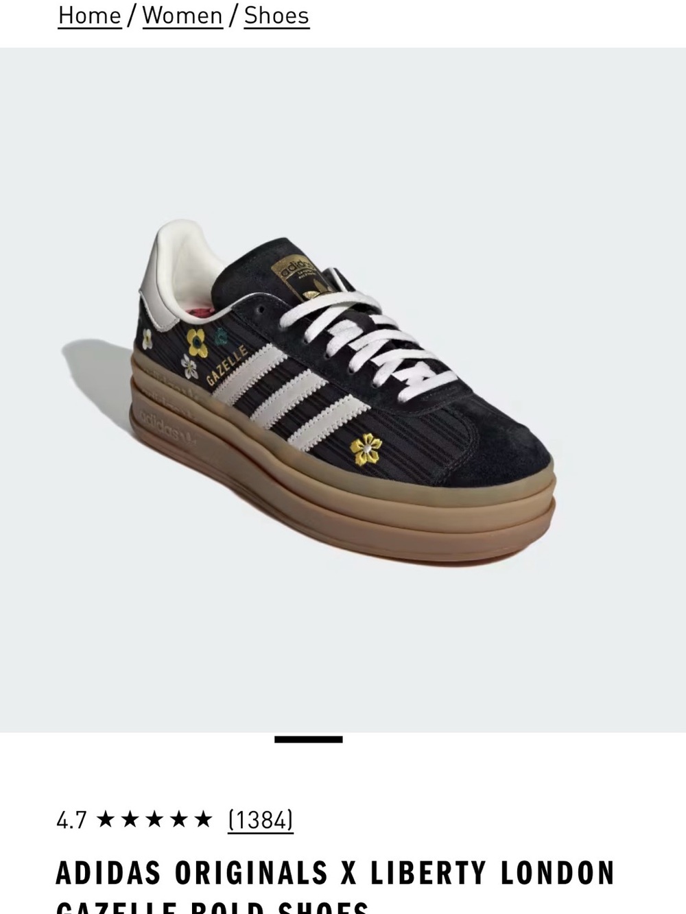 NEW ADIDAS X LIBERTY LONDON GAZELLE BOLD FLORAL SHOES WOMEN’S 7 Limited edition - Picture 4 of 9